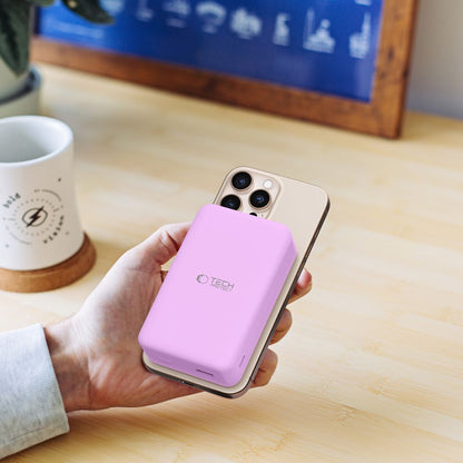 Tech-Protect PB12 LifeMag brezžična zunanja baterija, 20000 mAh, 20 W, QC + PD + FQI, 1 x QI - 1 x USB-A - 1 x USB-C, vijolična