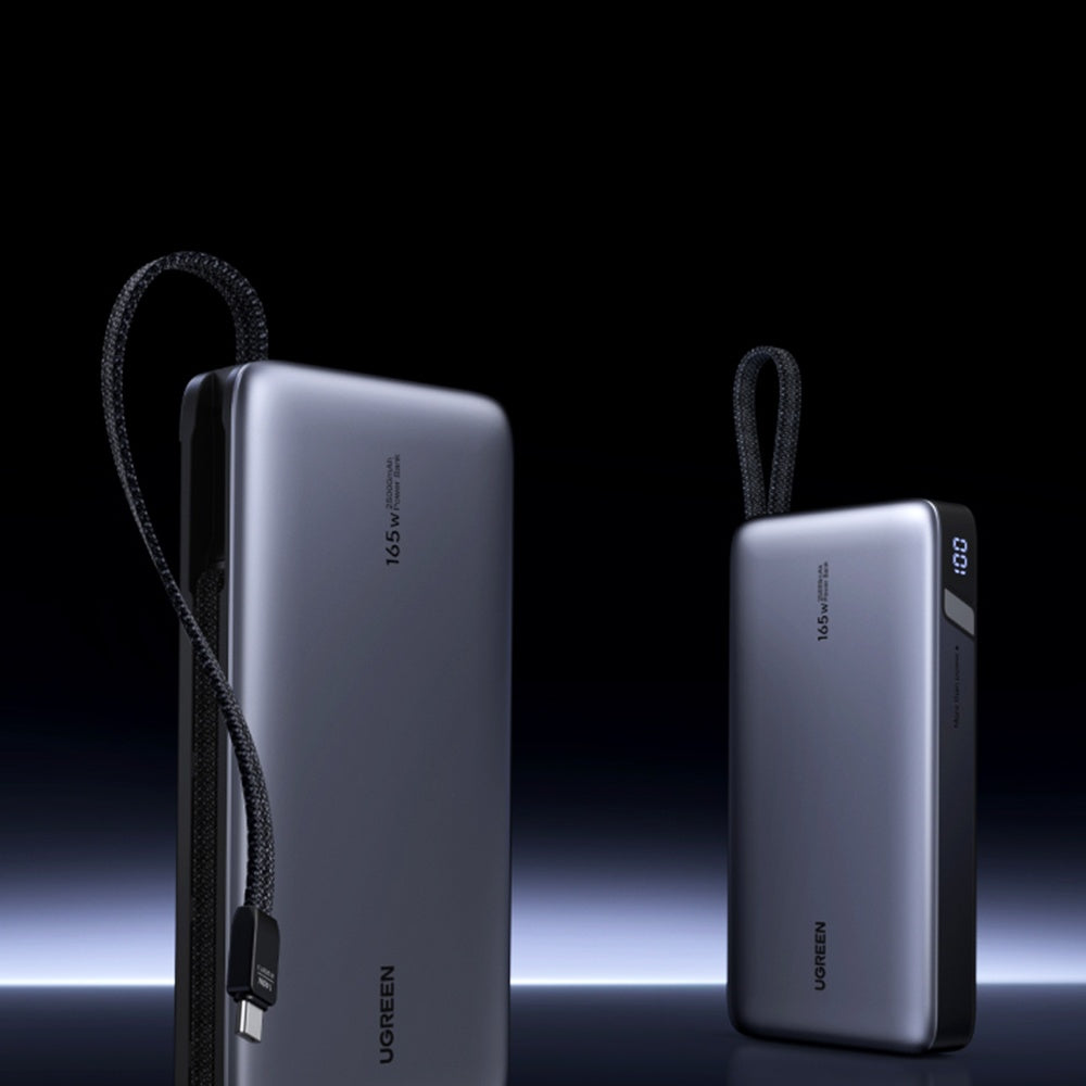 Zunanja baterija UGREEN PB726 (55995B), 25000mAh, 165W, QC + PD, 1 x USB-A - 3 x USB-C, Siva
