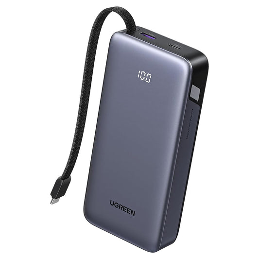 Zunanja baterija UGREEN PB536 (55988B), 20000mAh, 45W, QC + PD, 1 x USB-A - 2 x USB-C, Siva