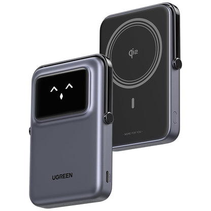 Zunanja brezžična baterija UGREEN PB764 Uno, 10000mAh, 20W, PD + FQI, 1 x QI - 1 x USB-C, Siva