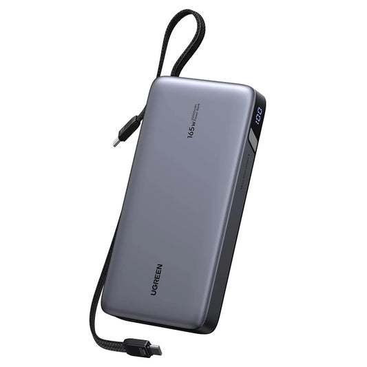 Zunanja baterija UGREEN PB726 (55995B), 25000mAh, 165W, QC + PD, 1 x USB-A - 3 x USB-C, Siva