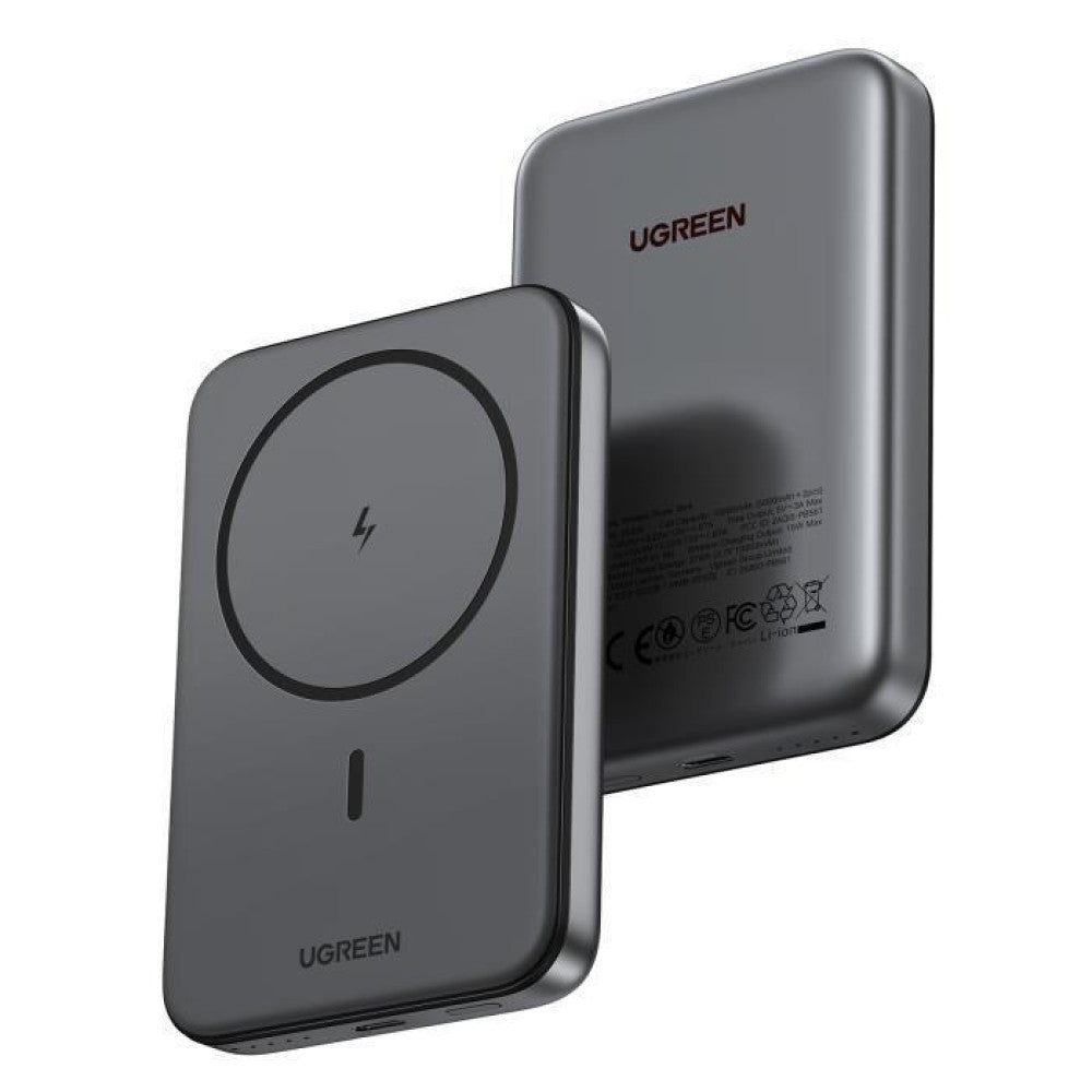 Zunanja brezžična baterija UGREEN PB561, 10000mAh, 20W, PD + FQI, 1 x QI - 1 x USB-C, Črna