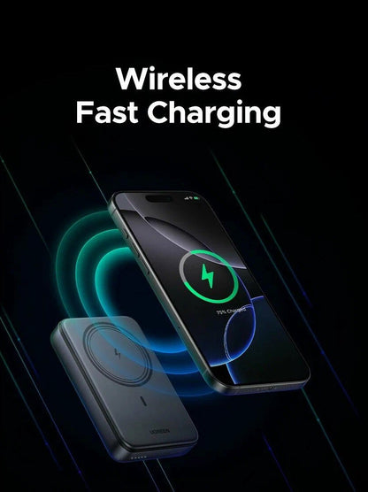 Zunanja brezžična baterija UGREEN PB562, 10000mAh, 20W, PD + FQI, 1 x QI - 1 x USB-C, črna
