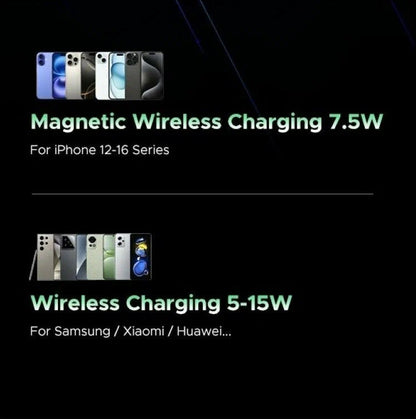 Zunanja brezžična baterija UGREEN PB562, 10000mAh, 20W, PD + FQI, 1 x QI - 1 x USB-C, črna