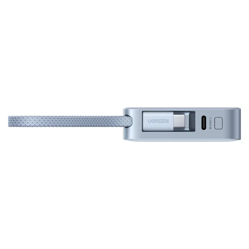 Brezžična zunanja baterija UGREEN MagFlow PB773 (65958), 10000mAh, 25W, PD + FQI, 1 x QI - 2 x USB-C, modra