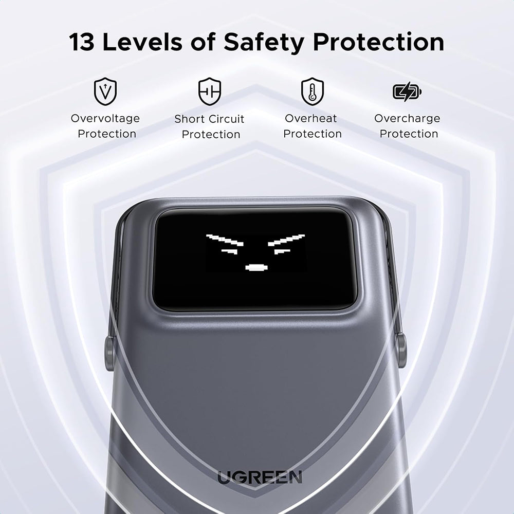Zunanja brezžična baterija UGREEN PB764 Uno, 10000mAh, 20W, PD + FQI, 1 x QI - 1 x USB-C, Siva