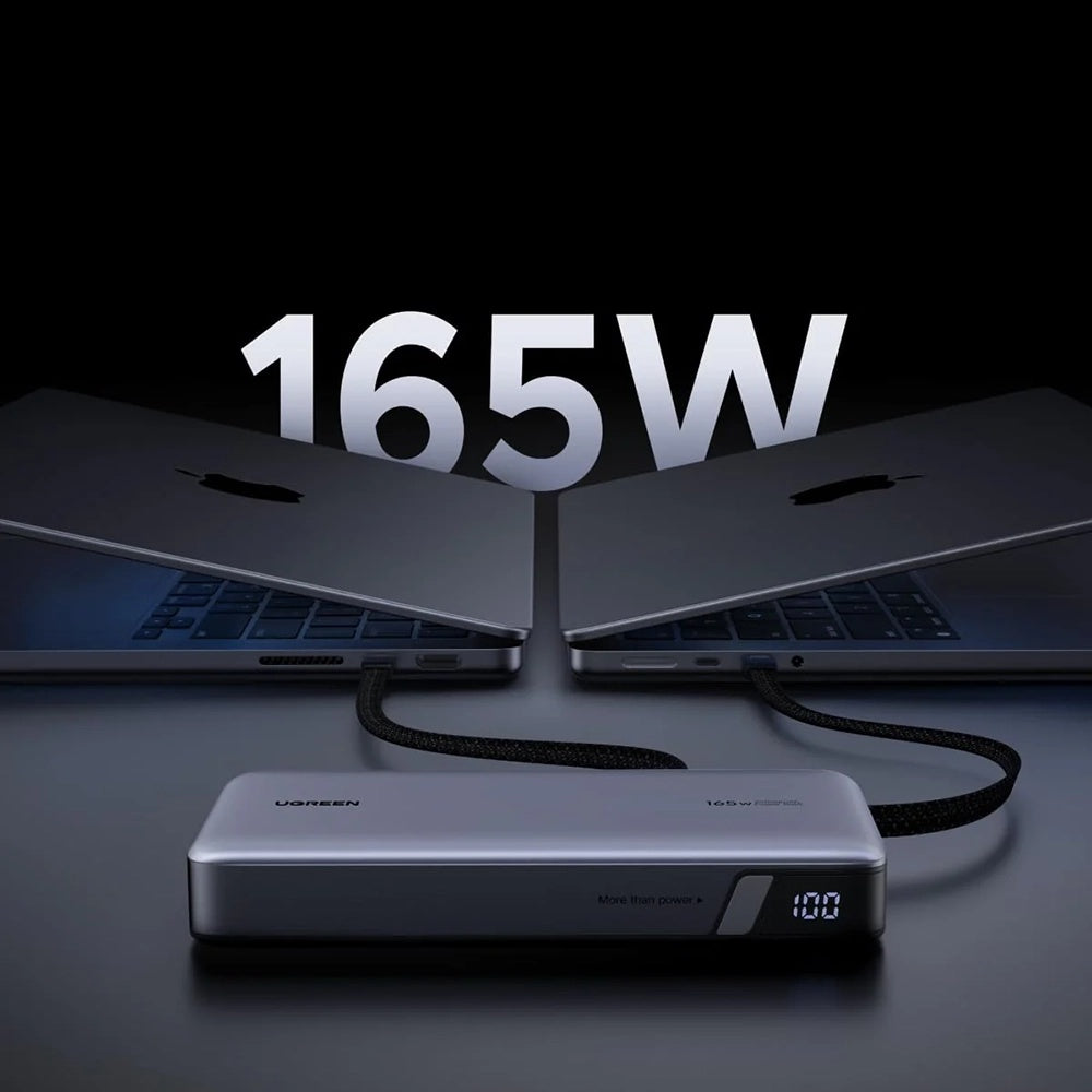 Zunanja baterija UGREEN PB726 (55995B), 25000mAh, 165W, QC + PD, 1 x USB-A - 3 x USB-C, Siva