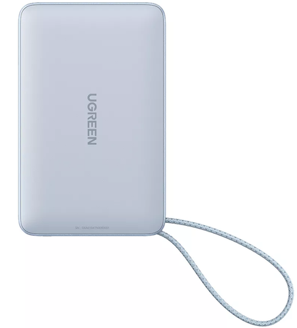 Brezžična zunanja baterija UGREEN MagFlow PB773 (65958), 10000mAh, 25W, PD + FQI, 1 x QI - 2 x USB-C, modra