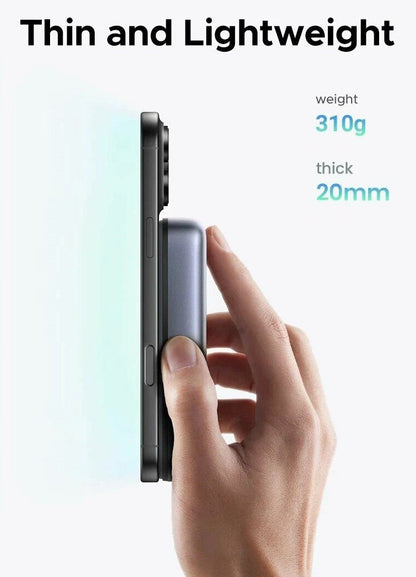 Zunanja brezžična baterija UGREEN PB562, 10000mAh, 20W, PD + FQI, 1 x QI - 1 x USB-C, črna