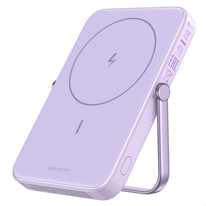 Zunanja brezžična baterija UGREEN PB571 Uno, 5000mAh, 20W, PD + FQI, 1 x QI - 1 x USB-C, Vijolična