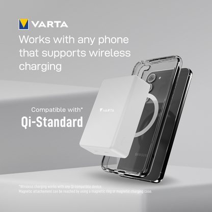 Varta Mag Pro Wireless External Battery, 10000mAh, 20W, 1 x QI - 2 x USB-C, White