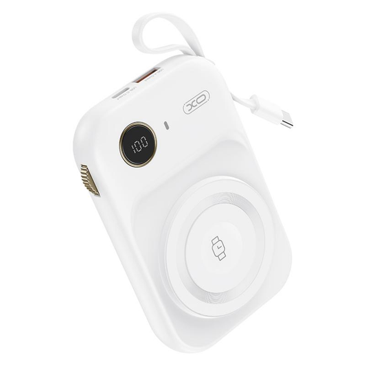 Zunanja baterija Wireless XO Design PR270, 10000mAh, 22.5W, QC + PD + QI, 1 x QI - 1 x USB-A - 1 x USB-C, Bela