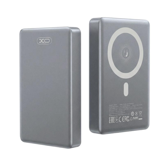 Brezžična zunanja baterija XO Design PR294, 10000mAh, 20W, PD + FQI, 1 x QI - 1 x USB-C, Siva