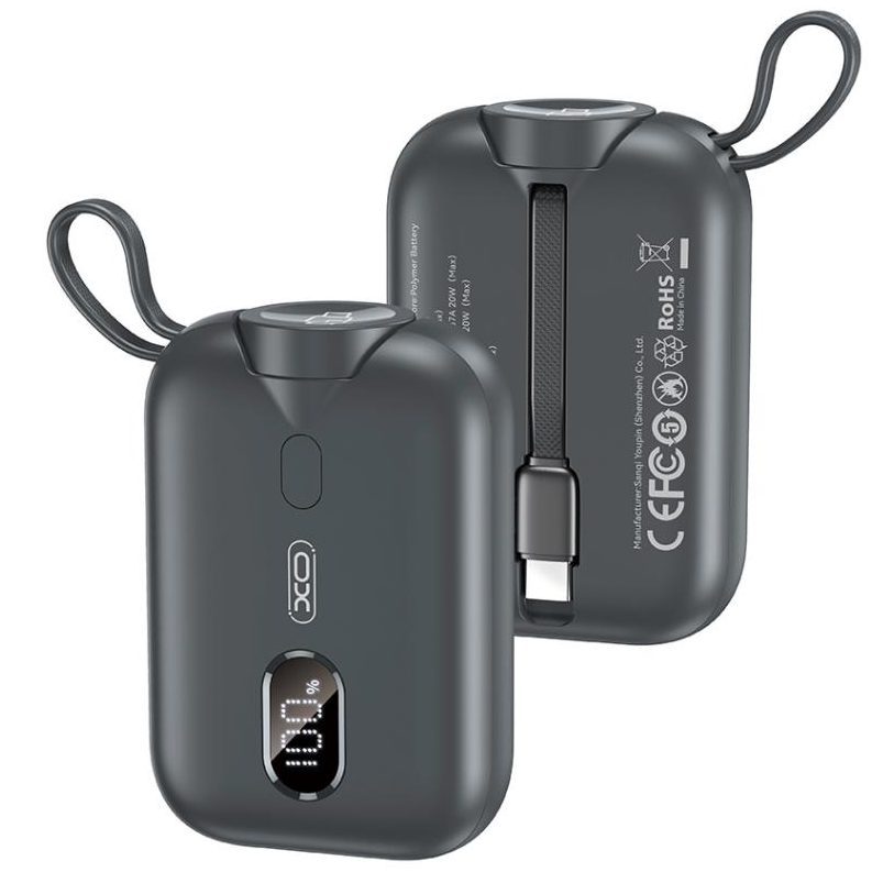 Zunanja baterija Wireless XO Design PR260, 10000mAh, 20W, PD + QI, 1 x QI - 2 x USB-C, Črna