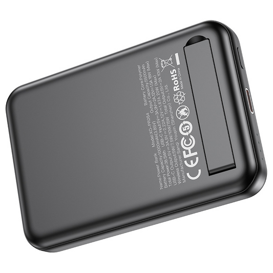 Brezžična zunanja baterija XO Design PR264, 10000mAh, 20W, PD + FQI, 1 x QI - 1 x USB-C, Črna, Ponovno zaprta