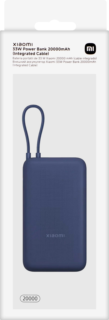 Zunanja baterija Xiaomi, 20000mAh, 33W, QC + PD, 1 x USB-A - 2 x USB-C, Modra BHR8975GL