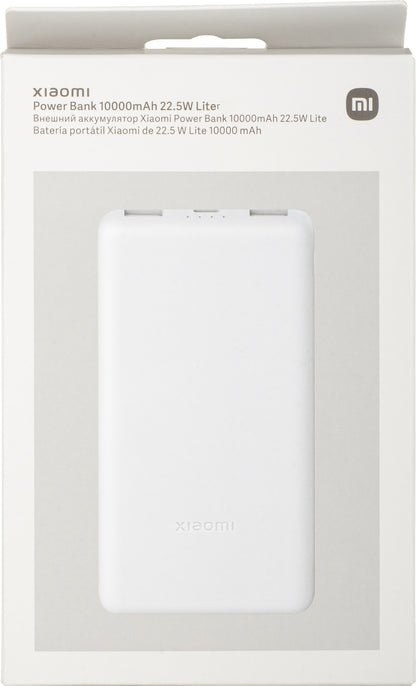 Zunanja baterija Xiaomi Lite, 10000mAh, 22.5W, QC + PD, 1 x USB-C - 2 x USB-A, Bela BHR9350GL