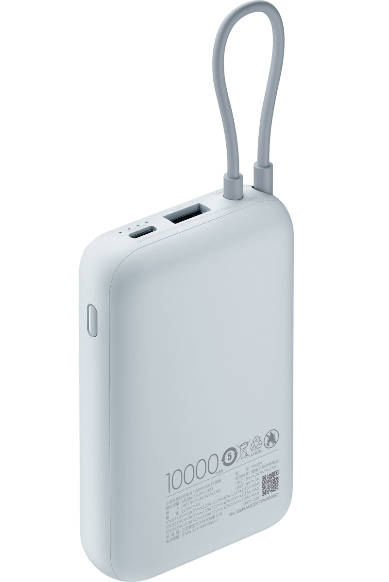 Zunanji baterijski polnilec Xiaomi Pocket, 10000mAh, 22,5W, QC + PD, 1 x USB-A - 2 x USB-C, modra BHR9073GL