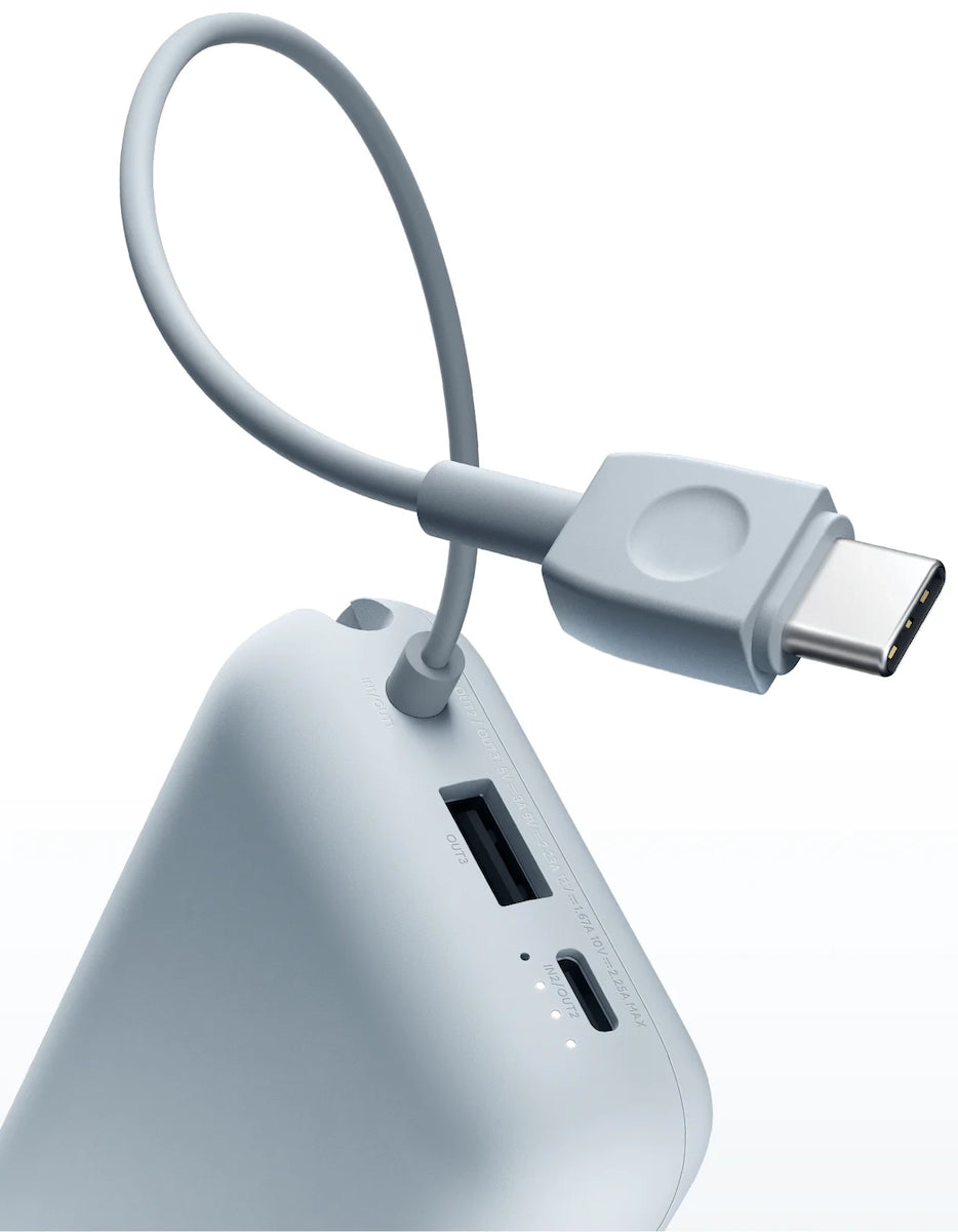 Zunanji baterijski polnilec Xiaomi Pocket, 10000mAh, 22,5W, QC + PD, 1 x USB-A - 2 x USB-C, modra BHR9073GL