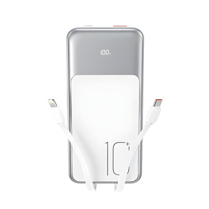 Zunanja baterija XO Design PR248, 10000mAh, 22.5W, QC + PD, 1 x Lightning - 1 x USB-A - 2 x USB-C, Bela