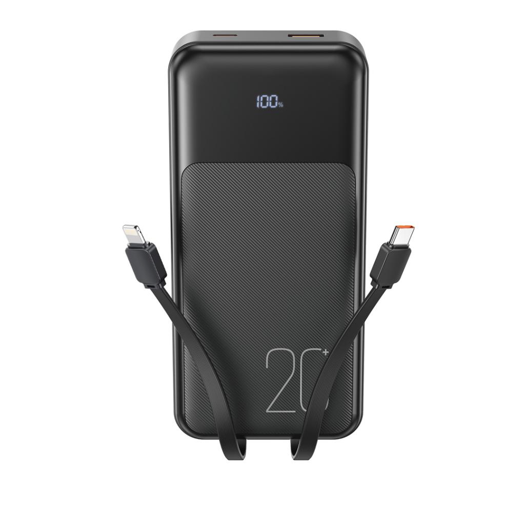 Zunanja baterija XO Design PR249, 20000mAh, 22.5W, QC + PD, 1 x Lightning - 1 x USB-A - 2 x USB-C, Črna