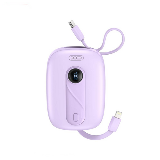 Zunanja baterija XO Design PR246, 10000mAh, 22.5W, PD, 1 x Lightning - 2 x USB-C, Vijolična