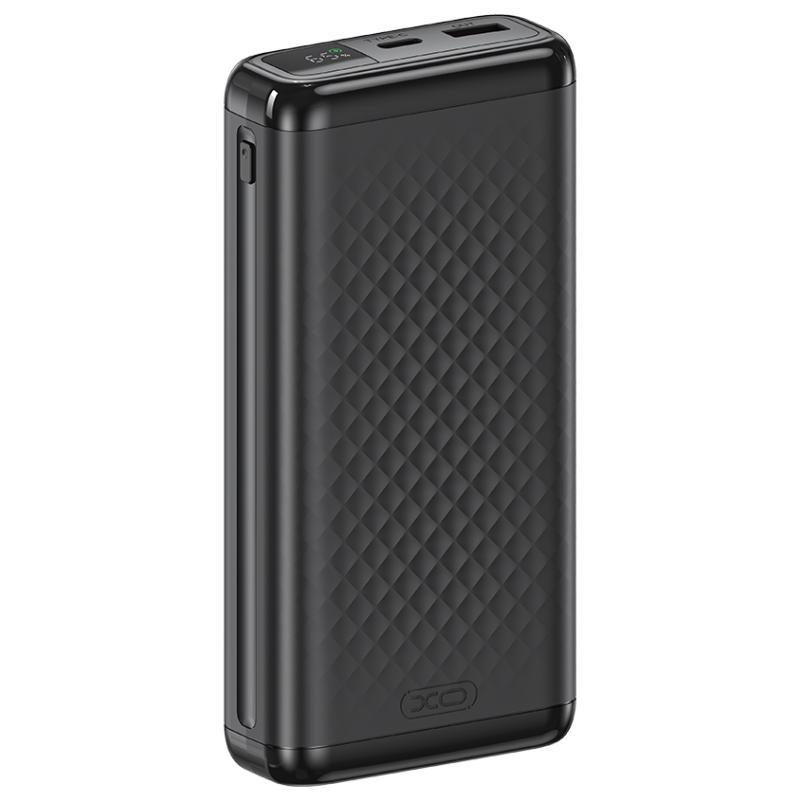 Zunanji akumulator XO Design PB309, 20000mAh, 22,5W, QC + PD, 1 x USB-A - 1 x USB-C, Črn