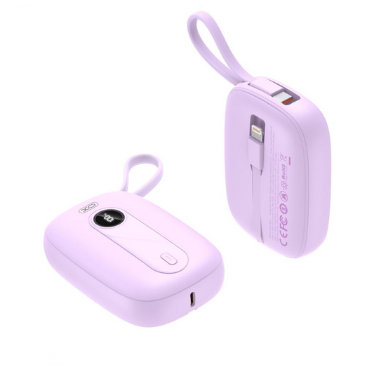 Zunanja baterija XO Design PR246, 10000mAh, 22.5W, PD, 1 x Lightning - 2 x USB-C, Vijolična