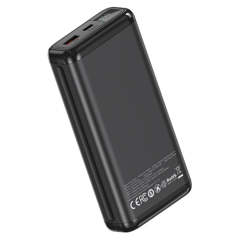 Zunanji akumulator XO Design PB309, 20000mAh, 22,5W, QC + PD, 1 x USB-A - 1 x USB-C, Črn