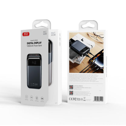 Zunanja baterija XO Design PR232, 10000mAh, 33W, QC + PD, 1 x USB-A - 1 x USB-C, Črna