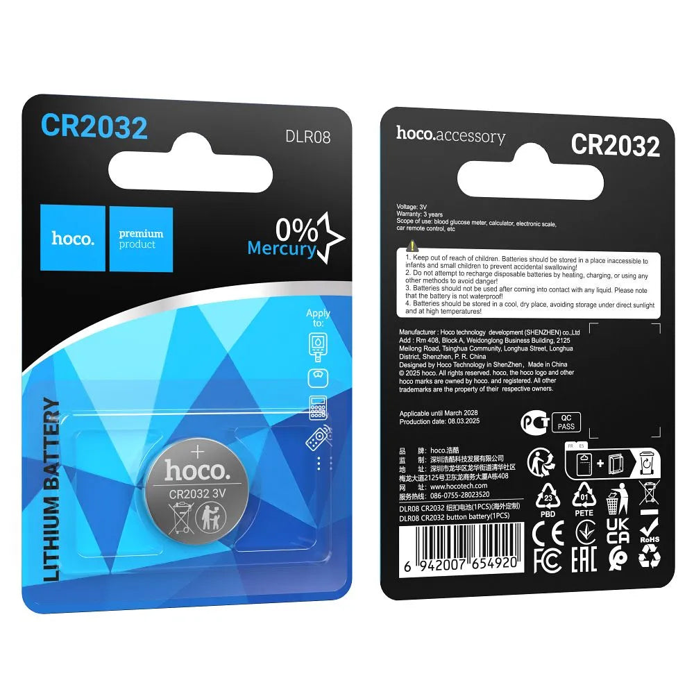 Baterija HOCO DLR08, CR2032