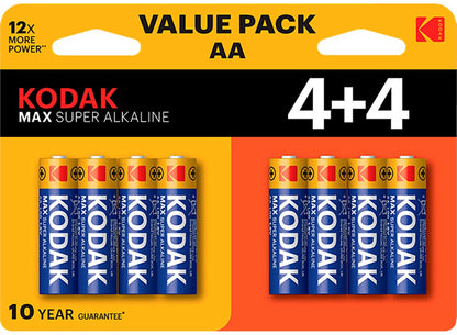 Baterija Kodak Max Alkaline, AA / LR6, Set 8 kosov EKSTD30419902P8