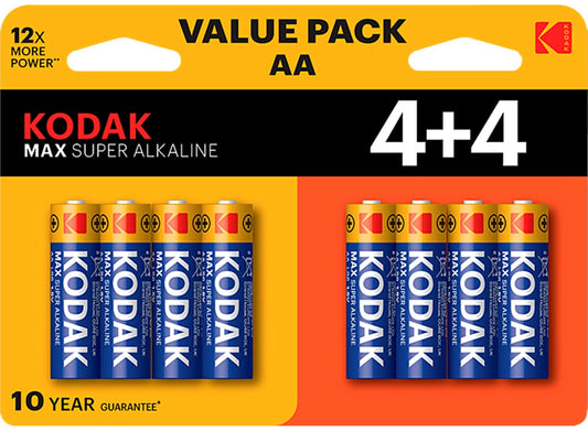 Baterija Kodak Max Alkaline, AA / LR6, Set 8 kosov EKSTD30419902P8