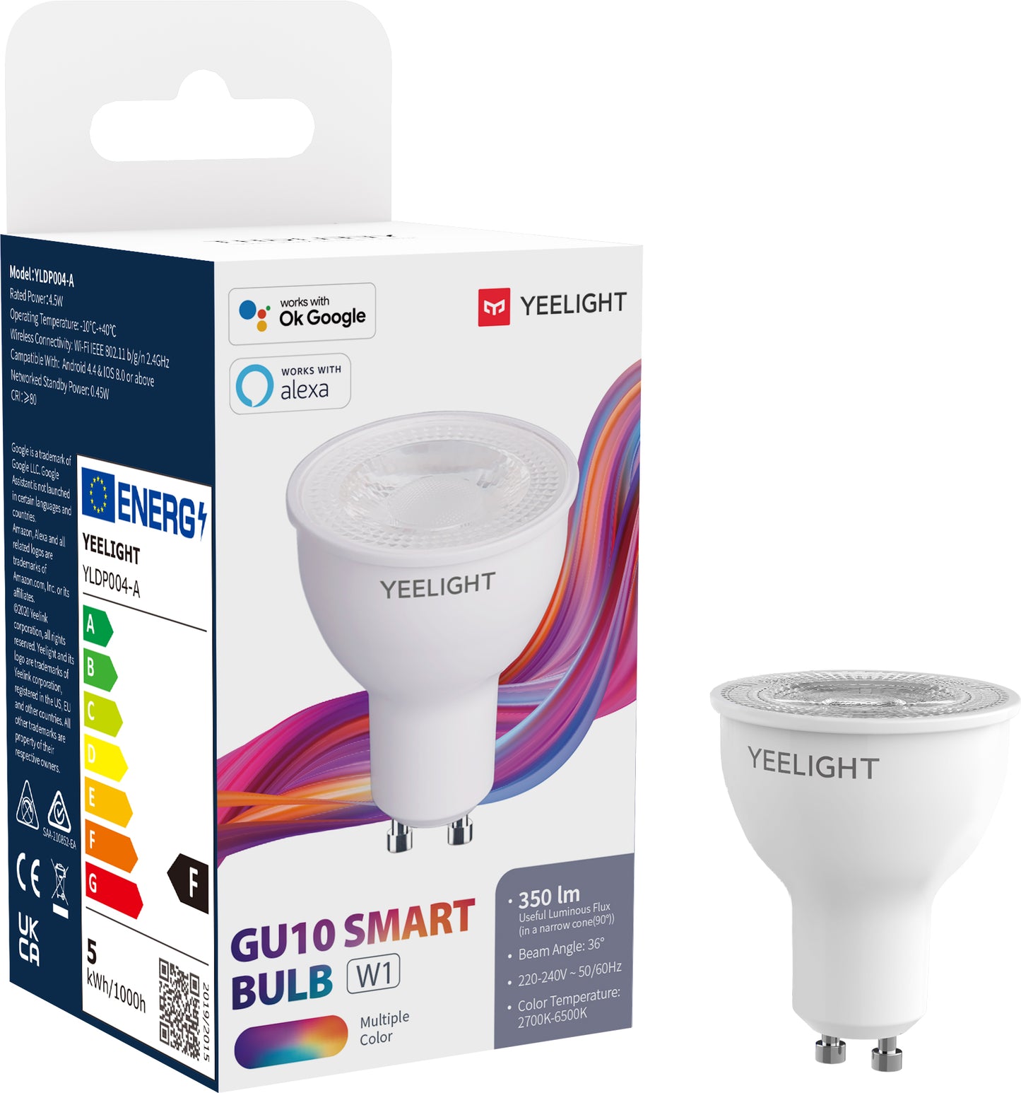 LED žarnica Yeelight W1, Wi-Fi, GU10, 4.5W, 2700K - 6500K, 350lm, večbarvna YLDP004-A