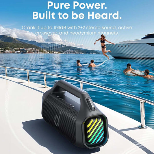 Prenosni Bluetooth zvočnik Anker SoundCore Boom 2 Pro, 140W, TWS, RGB, Vodoodporen, Črn A3134A11