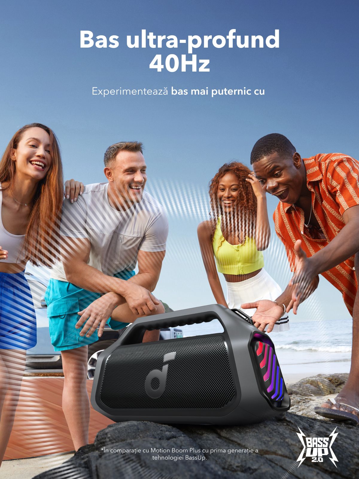 Prenosni Bluetooth zvočnik Anker SoundCore Boom 2 Plus Nova različica, 140W, TWS, RGB, vodoodporen, črn A3134012