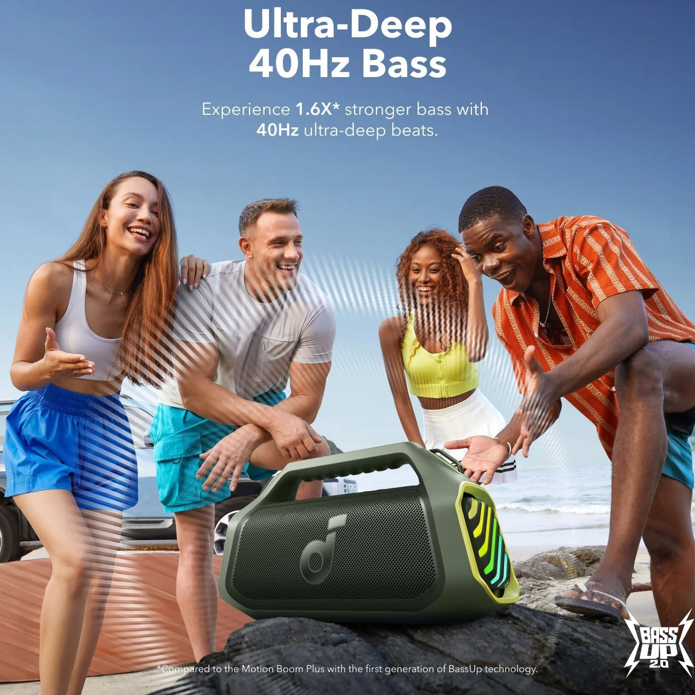 Prenosni zvočnik Bluetooth Anker Soundcore Boom 2 Plus, 140 W, RGB, vodoodporen, zelen A3134061 