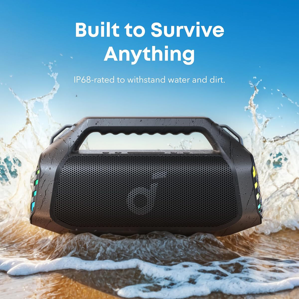 Prenosni Bluetooth zvočnik Anker SoundCore Boom 2 Pro, 140W, TWS, RGB, Vodoodporen, Črn A3134A11