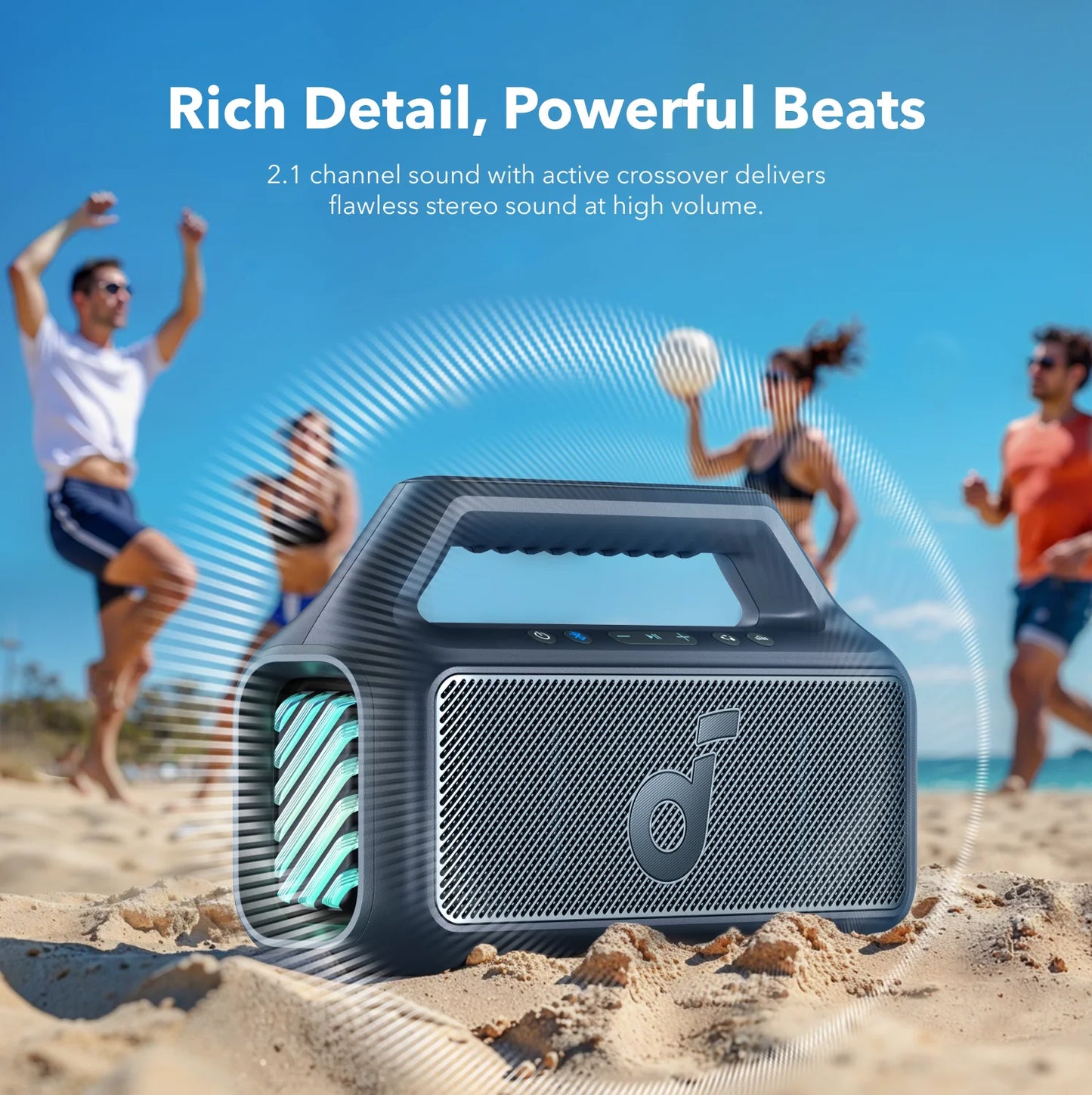 Prenosni Bluetooth zvočnik Anker SoundCore Boom 2, 80W, TWS, RGB, vodoodporen, modra A3138031