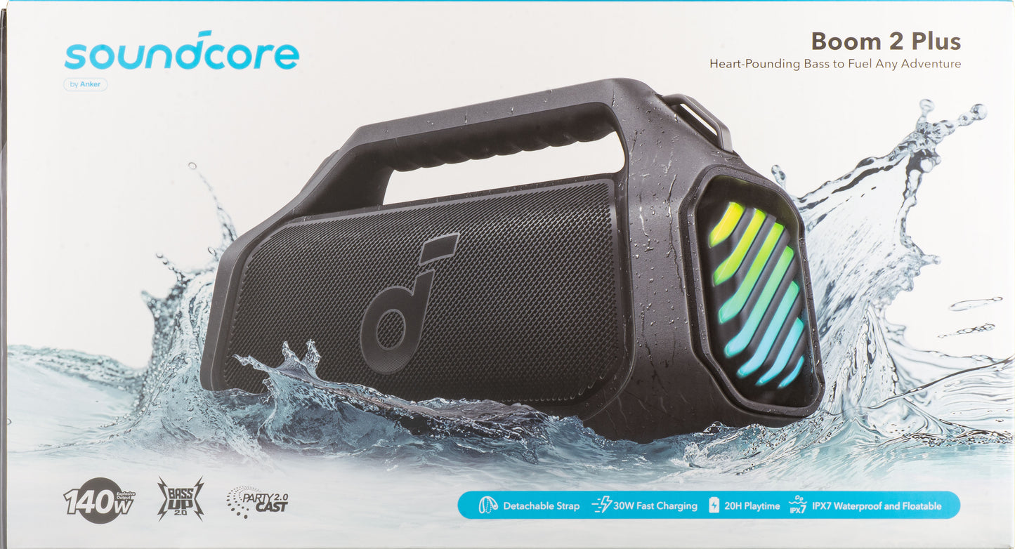 Prenosni Bluetooth zvočnik Anker SoundCore Boom 2 Plus, 140W, TWS, RGB, vodoodporen, črn A3134011