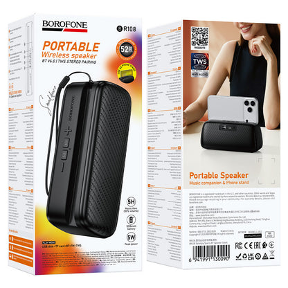 Prenosni zvočnik Bluetooth Borofone BR108 Serenjoy, 5 W, TWS, črn