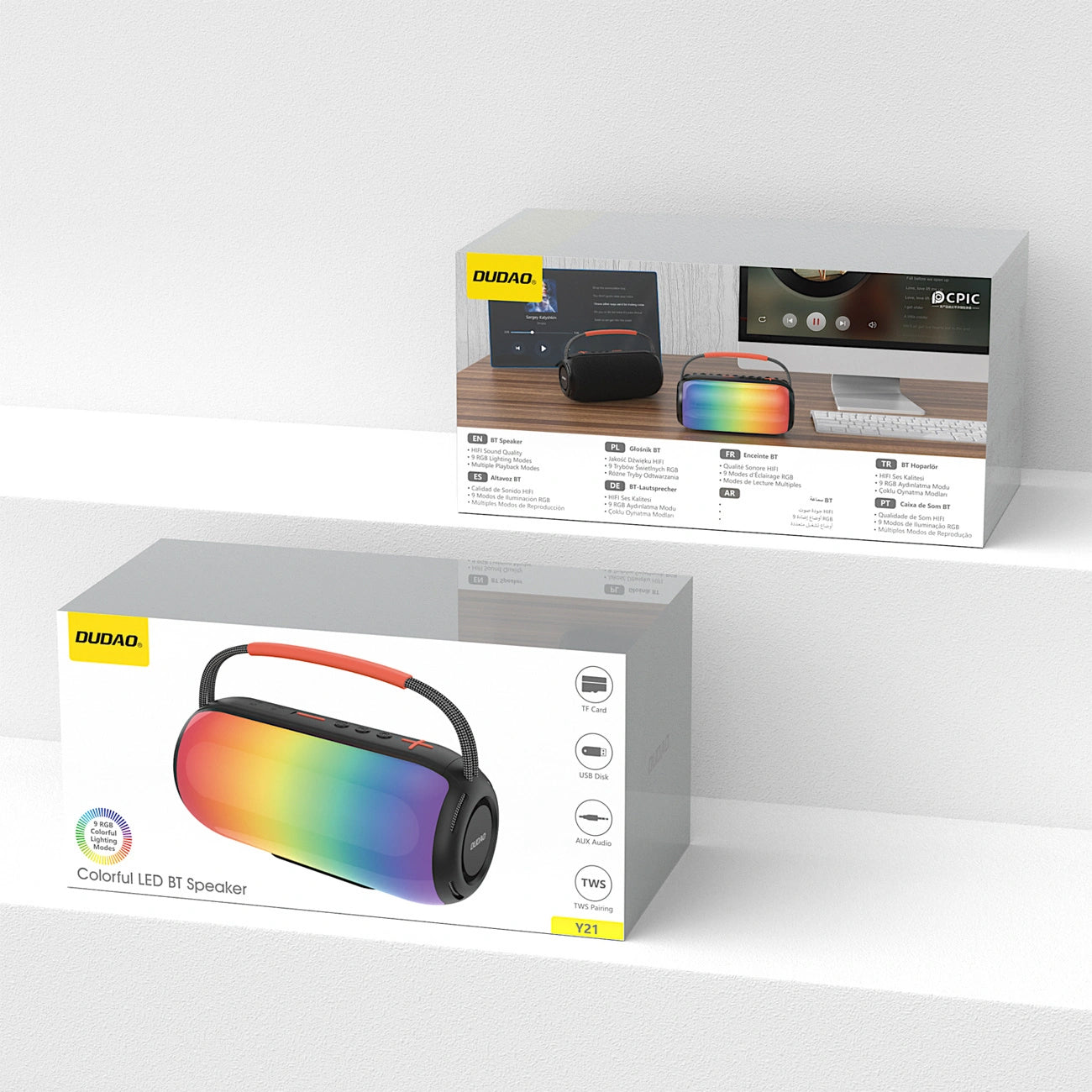 Prenosni Bluetooth zvočnik Dudao Y21, 2 x 5W, TWS, RGB, črn