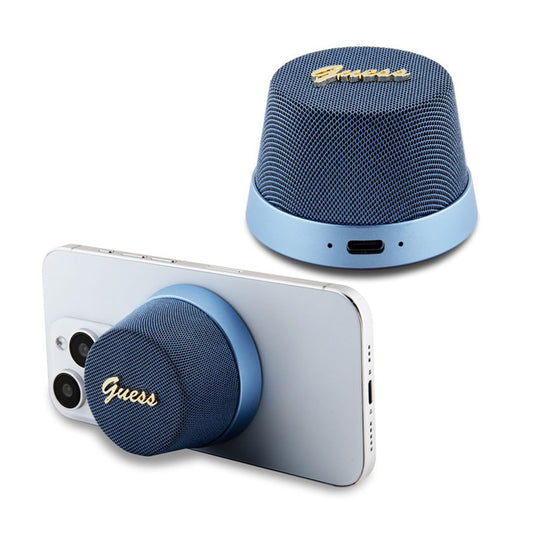 Prenosni Bluetooth zvočnik Guess Stand Magnetic Script Metal, 3W, Modra