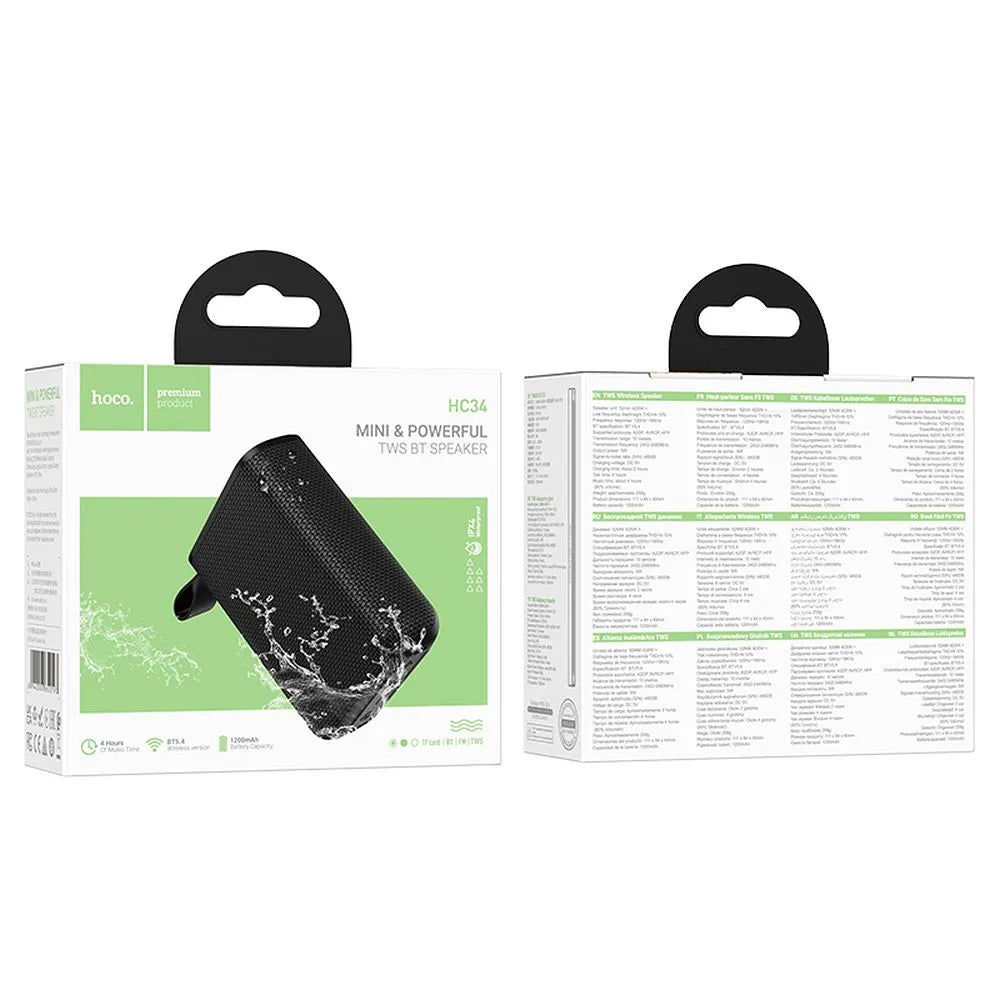 Prenosni Bluetooth zvočnik HOCO HC34, 5W, TWS, vodoodporen, črn