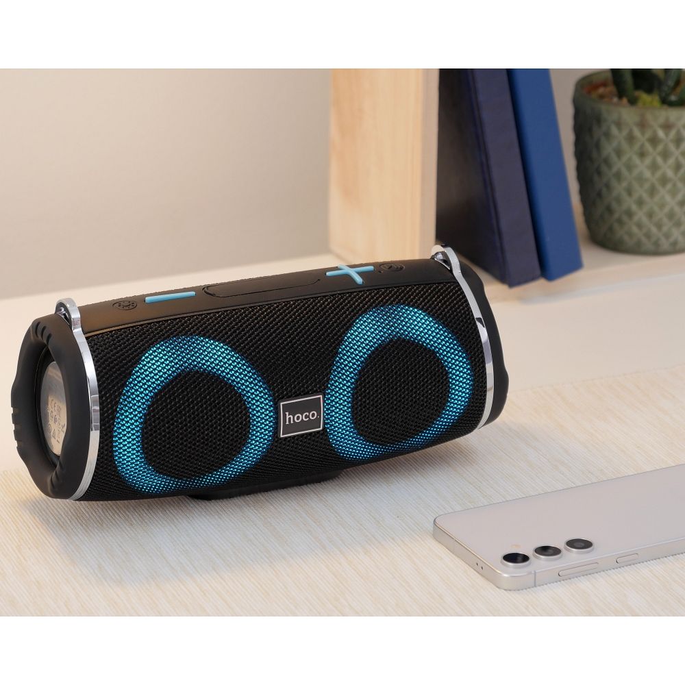 HOCO HC12 Portable Bluetooth Speaker, 10W, RGB, Waterproof, Black