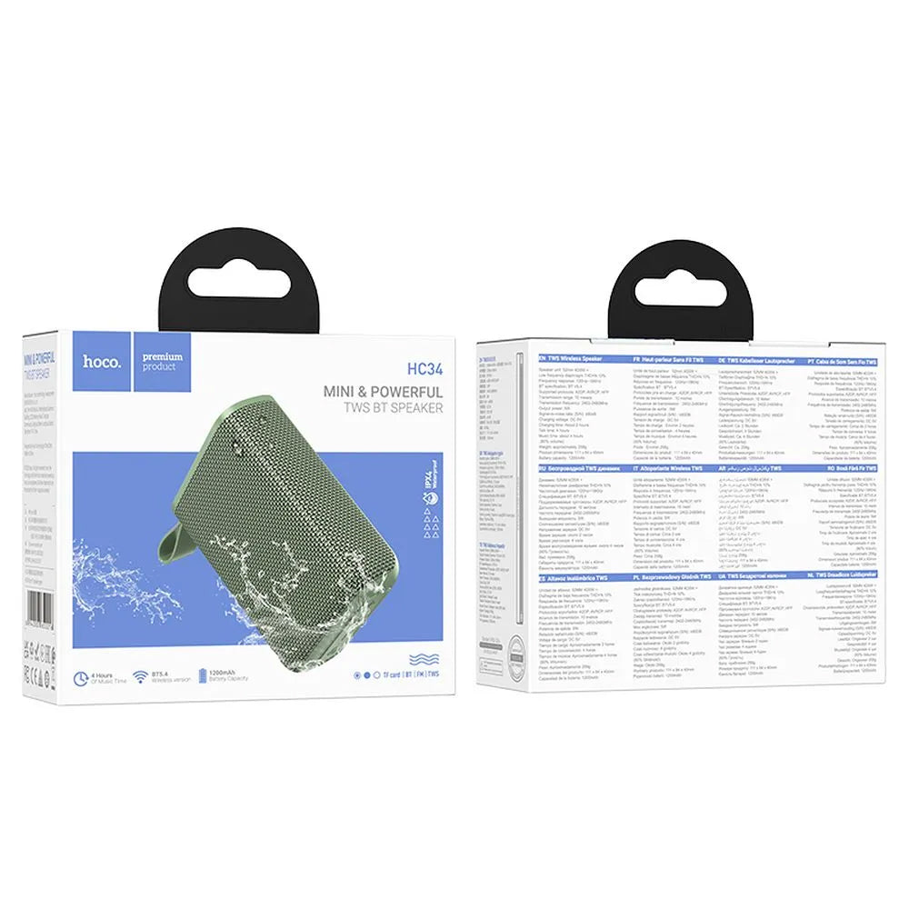 Prenosni Bluetooth zvočnik HOCO HC34, 5W, TWS, vodoodporen, zelen