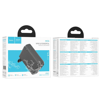 Prenosni Bluetooth zvočnik HOCO HC34, 5W, TWS, vodoodporen, siv