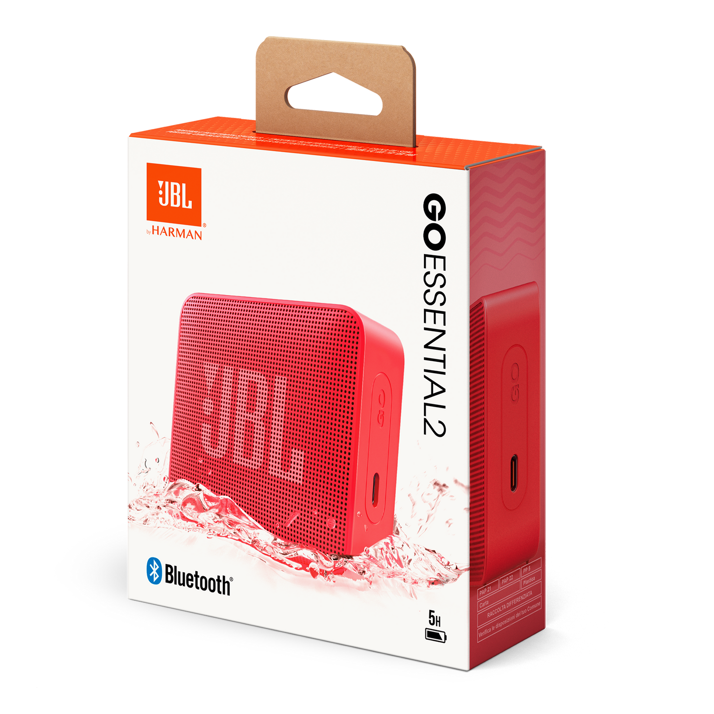 Prenosni Bluetooth zvočnik JBL Go Essential 2, 3.1W, Pro Sound, Vodoodporen, Rdeč JBLGOES2REDCN
