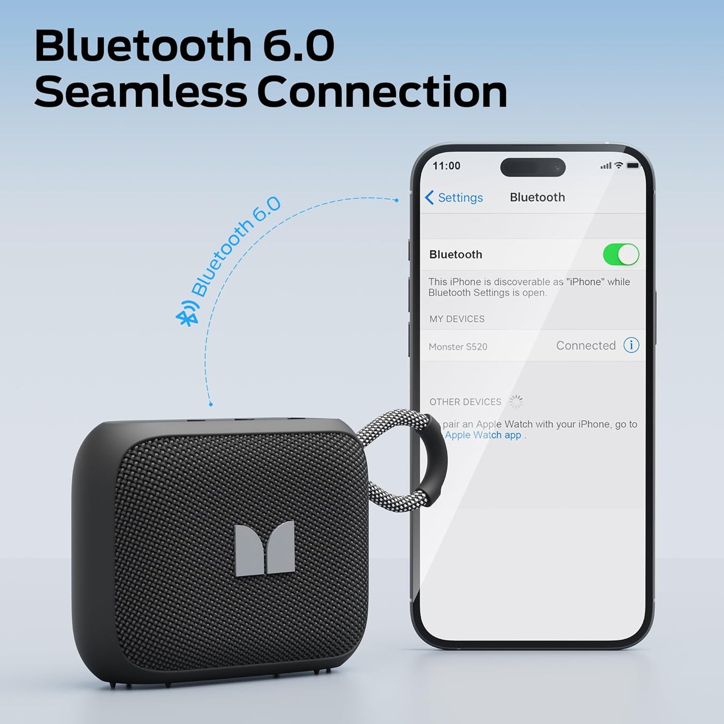 Prenosni Bluetooth zvočnik Monster S520, 5W, TWS, RGB, vodoodporen, črn