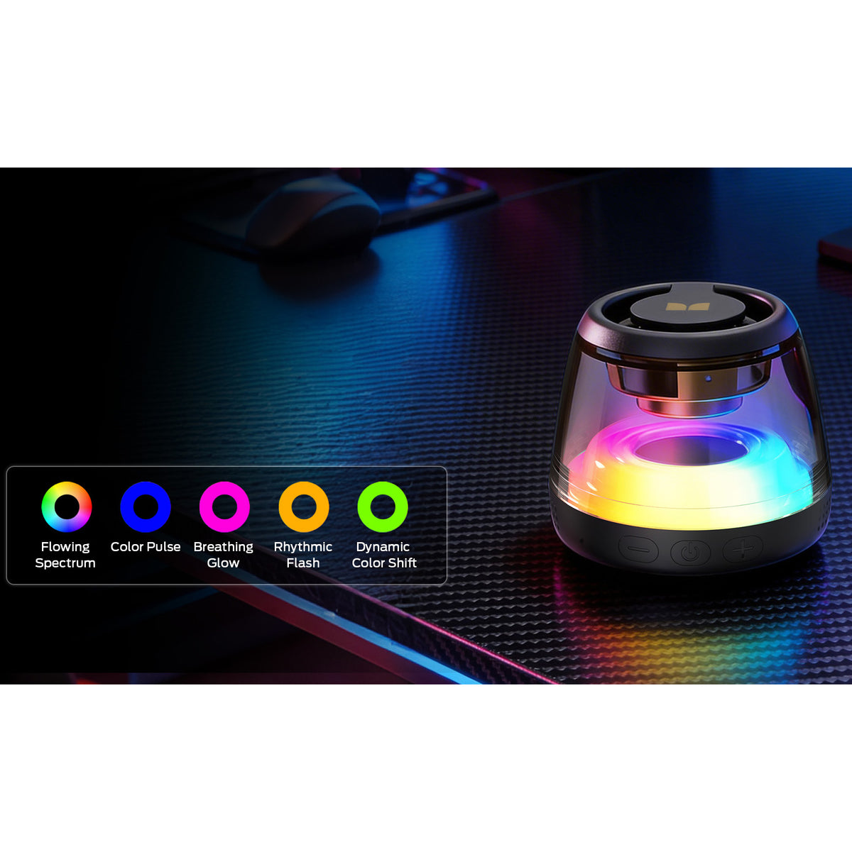 Prenosni Bluetooth zvočnik Monster Mag Flux, 5W, TWS, RGB, Črn